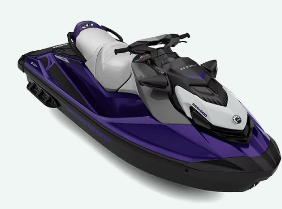 A imagem mostra, em um fundo branco, o Modelo roxo do Sea Doo GTI SE 170.