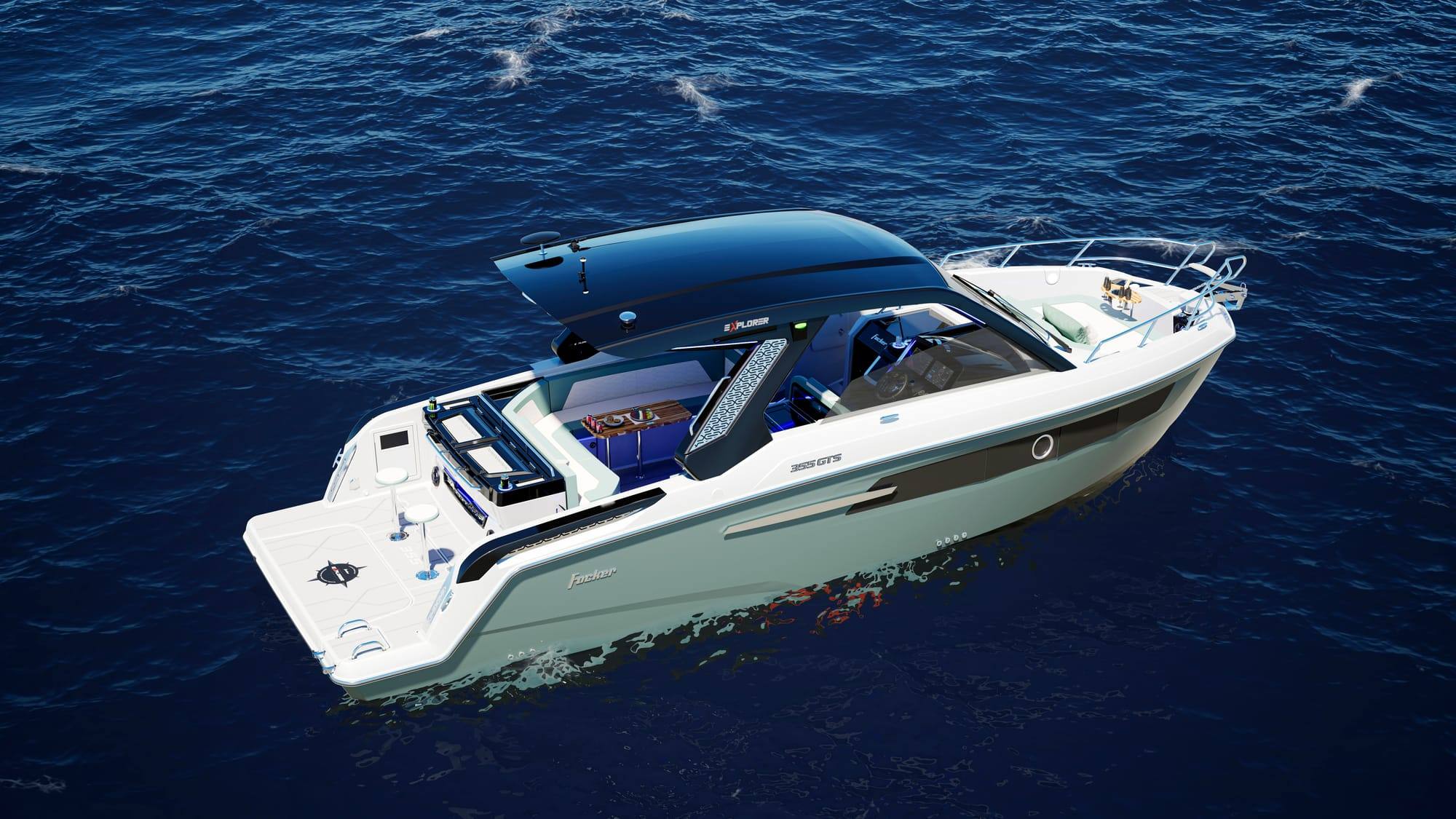 Lancha Focker 355 GTS é o modelo de estreia da linha Explorer da Fibrafort